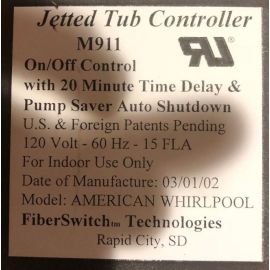 American Whirlpool M911 Jetted Tub Controller 