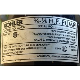 60937 Kohler Whirlpool Pump 