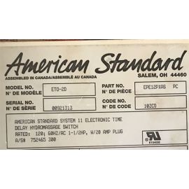 American Standard Control Box ETO-2D